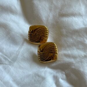 Heaven Maybem Gold Swirl Square Earrings - Women Jewelry